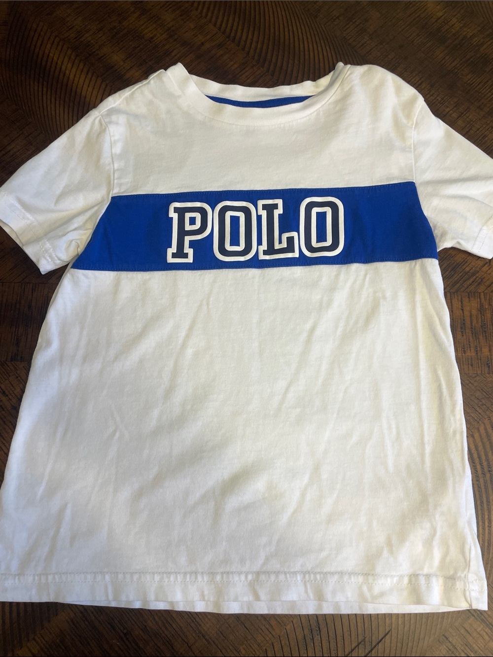 Polo by Ralph Lauren White Tee with Blue Chest Panel and Logo